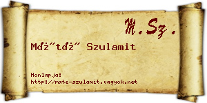 Máté Szulamit névjegykártya